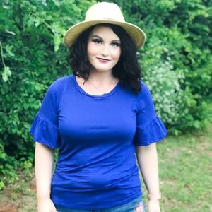 ** New** Top with Ruffle Bell Sleeves